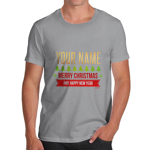 Men's Personalised Merry Christmas And Happy New Year T-Shirt