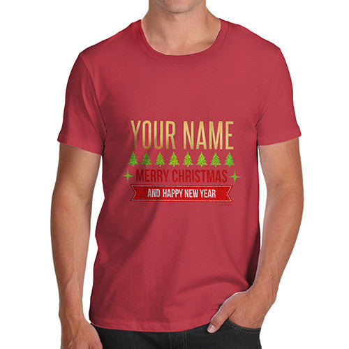 Men's Personalised Merry Christmas And Happy New Year T-Shirt
