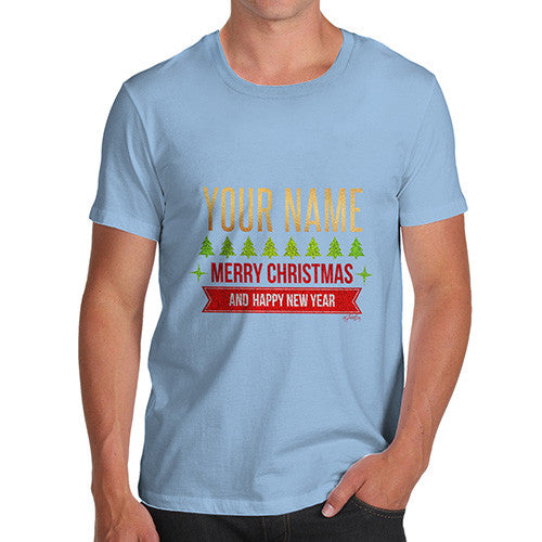 Men's Personalised Merry Christmas And Happy New Year T-Shirt