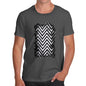 Men's Black & White Geometric Chevron Pattern T-Shirt