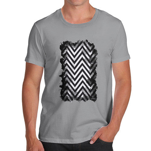 Men's Black & White Geometric Chevron Pattern T-Shirt