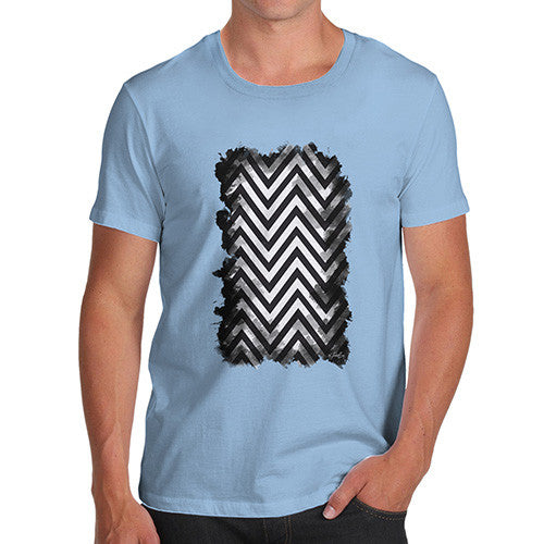 Men's Black & White Geometric Chevron Pattern T-Shirt