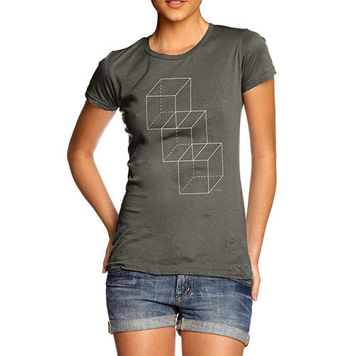 Women's Geometric White Cubes T-Shirt