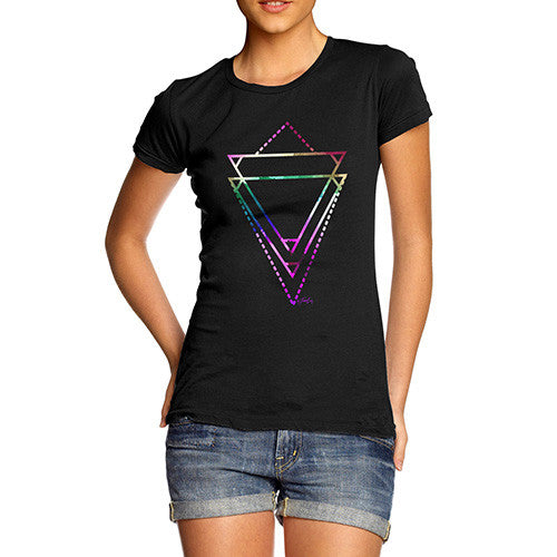 Women's Geometric Watercolour Triangles T-Shirt