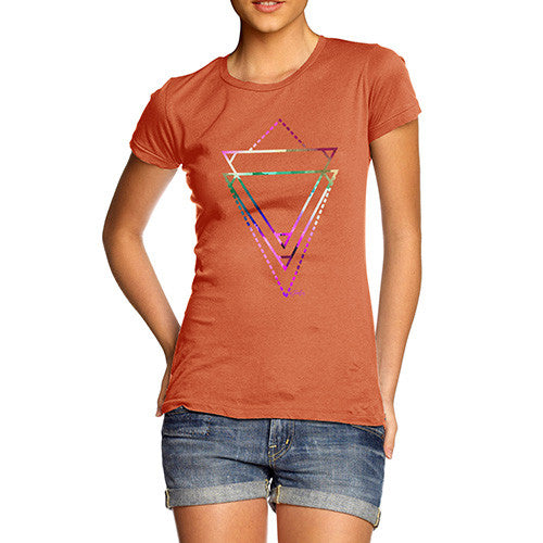 Women's Geometric Watercolour Triangles T-Shirt