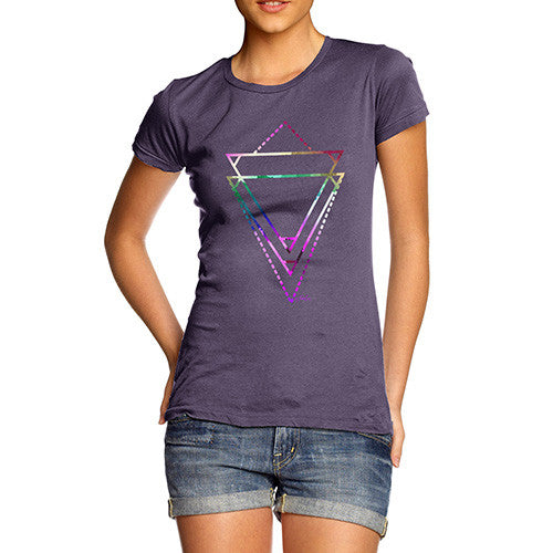 Women's Geometric Watercolour Triangles T-Shirt