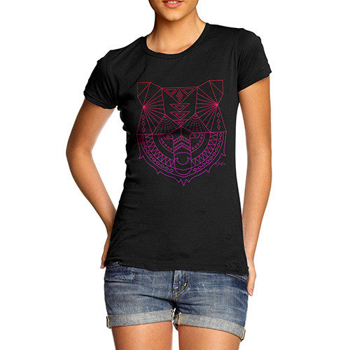 Women's Geometric Tribal Bear T-Shirt