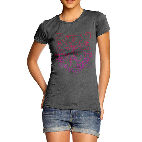 Women's Geometric Tribal Bear T-Shirt