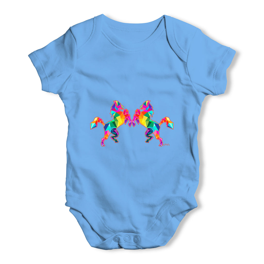 Geometric Rainbow Horses Baby Grow Bodysuit