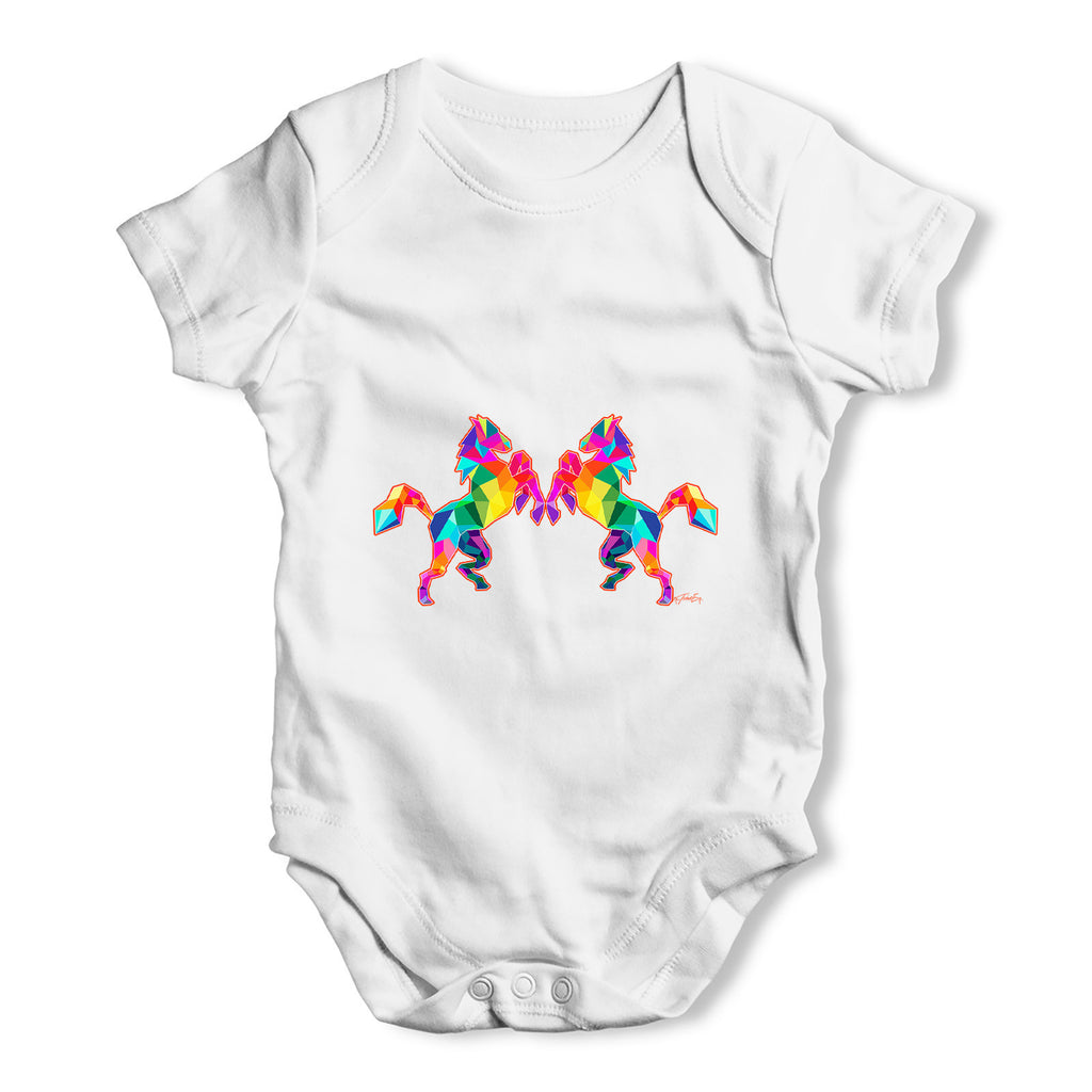 Geometric Rainbow Horses Baby Grow Bodysuit