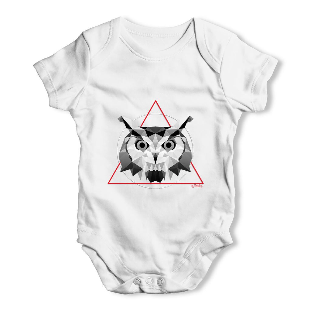 Geometric Owl Face Baby Grow Bodysuit
