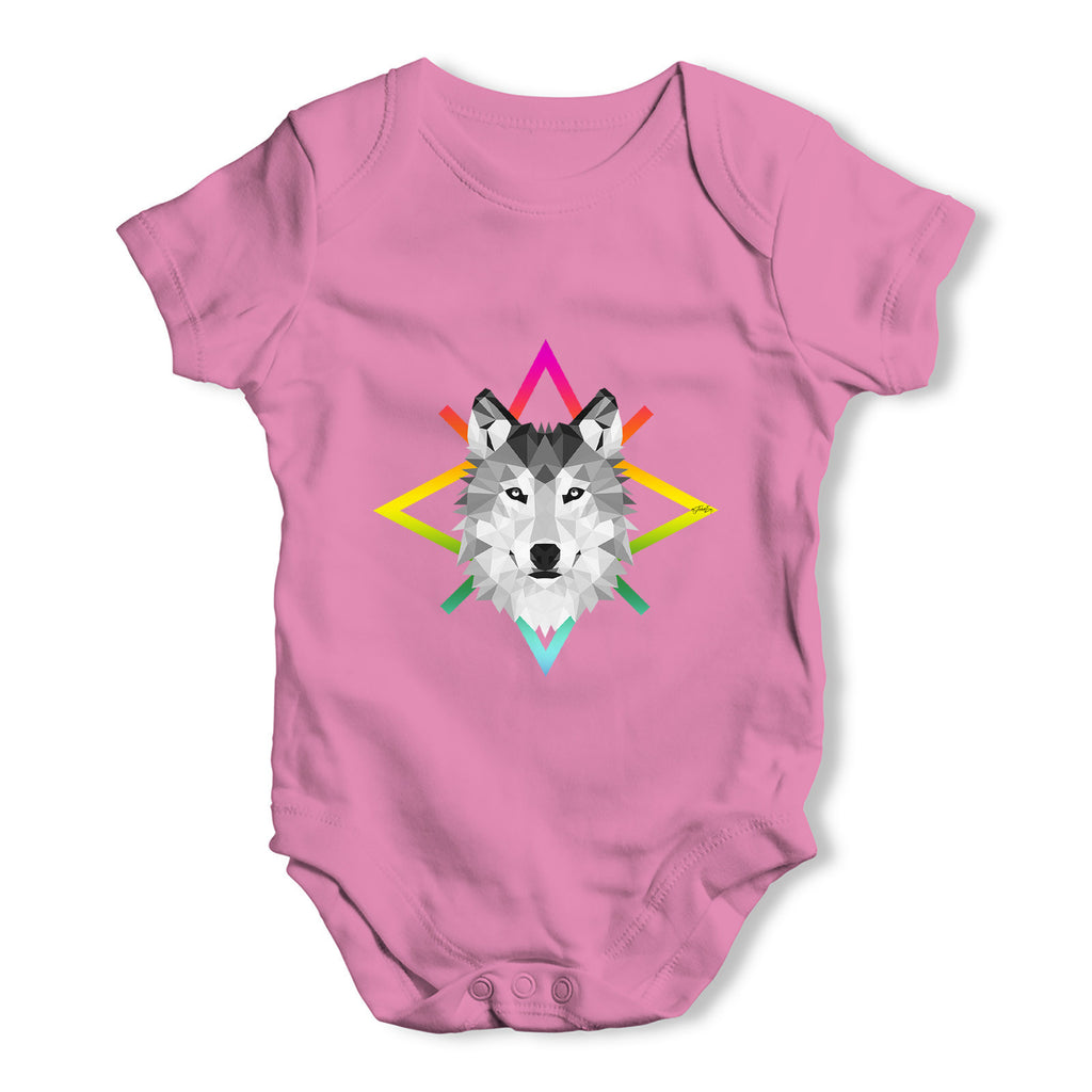Geometric Wolf Face Baby Grow Bodysuit