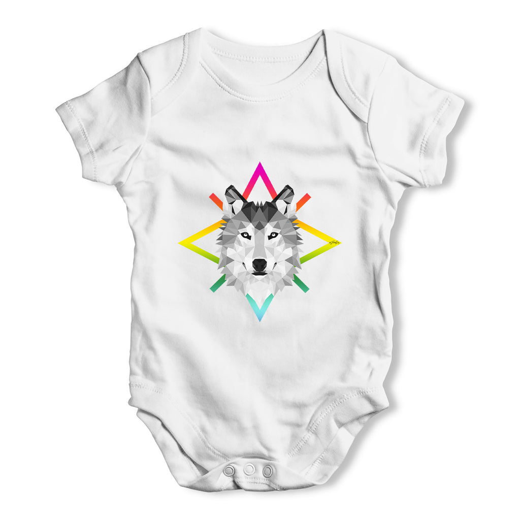Geometric Wolf Face Baby Grow Bodysuit