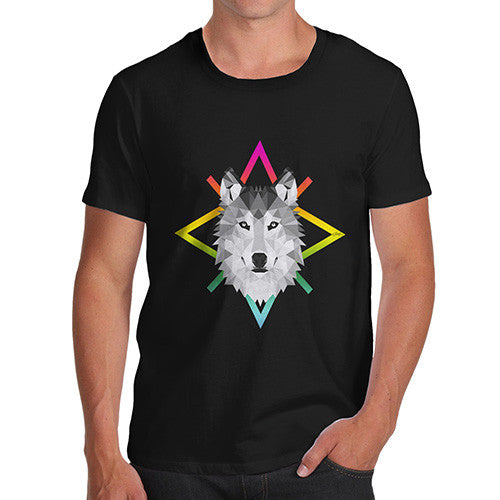 Men's Geometric Wolf Face T-Shirt