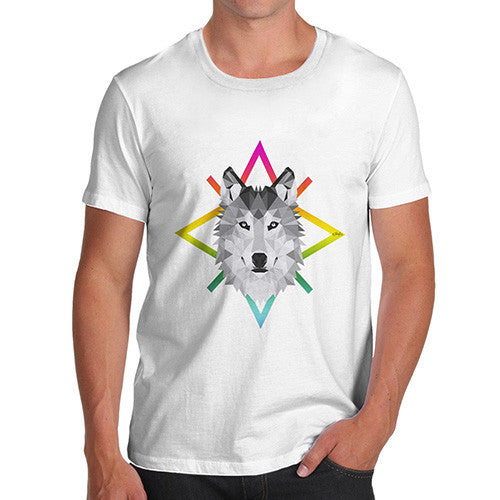 Men's Geometric Wolf Face T-Shirt