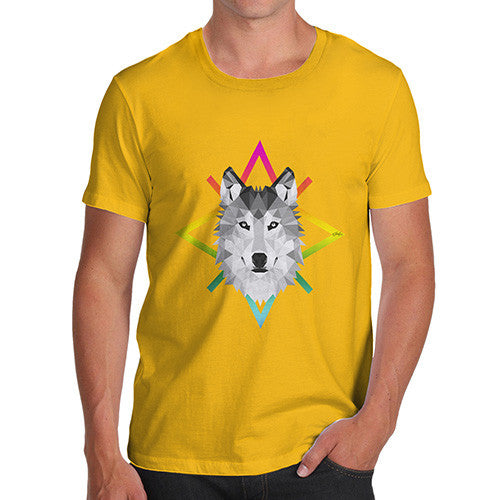 Men's Geometric Wolf Face T-Shirt