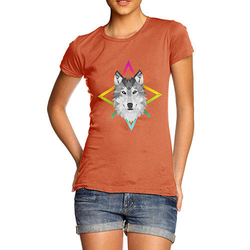 Women's Geometric Wolf Face T-Shirt