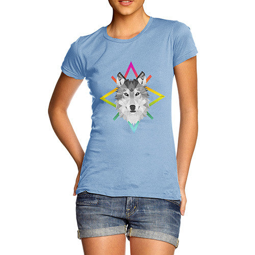 Women's Geometric Wolf Face T-Shirt