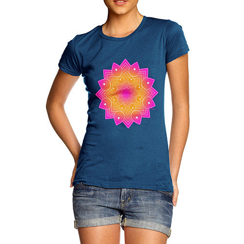 Women's Geometric Pink & Orange Mandala T-Shirt