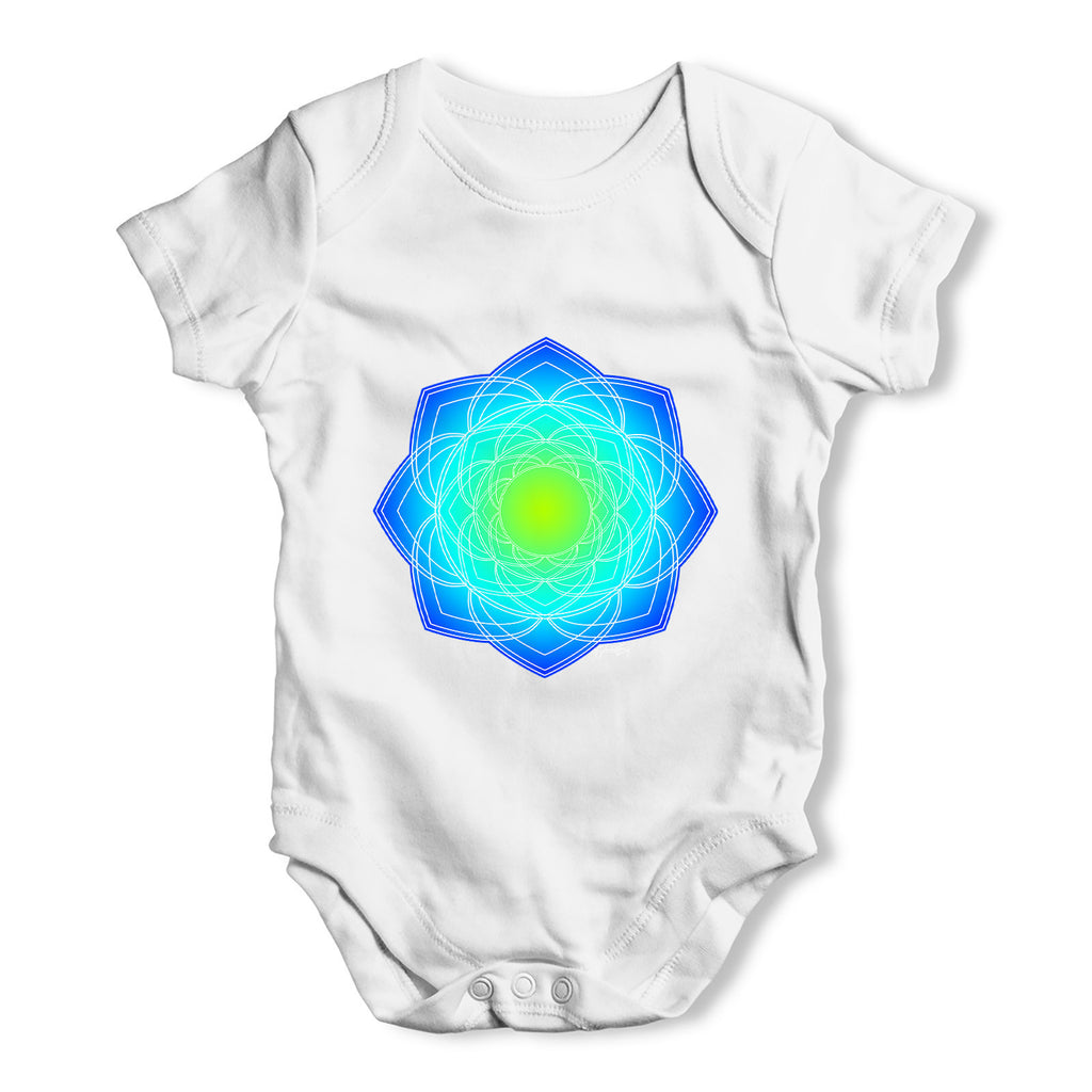 Geometric Blue & Green Mandala Baby Grow Bodysuit