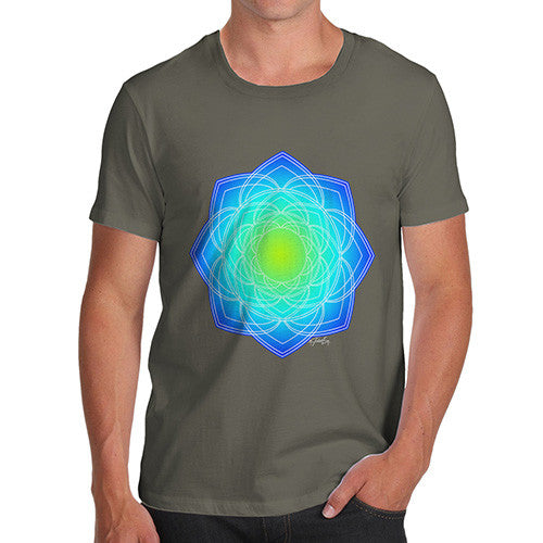 Men's Geometric Blue & Green Mandala T-Shirt