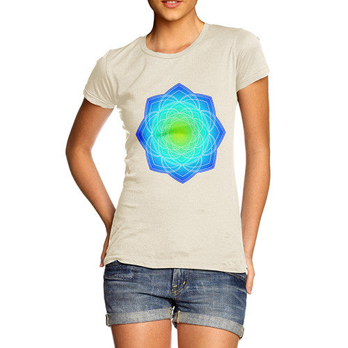 Women's Geometric Blue & Green Mandala T-Shirt