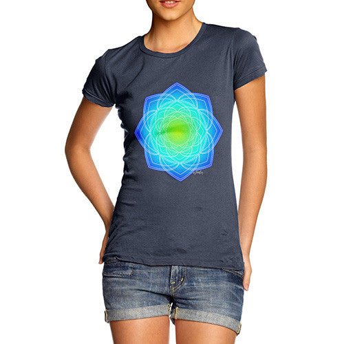 Women's Geometric Blue & Green Mandala T-Shirt