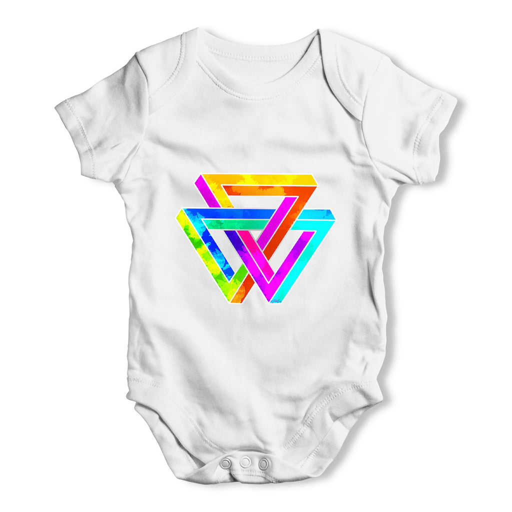 Geometric Rainbow Penrose Triangle Baby Grow Bodysuit