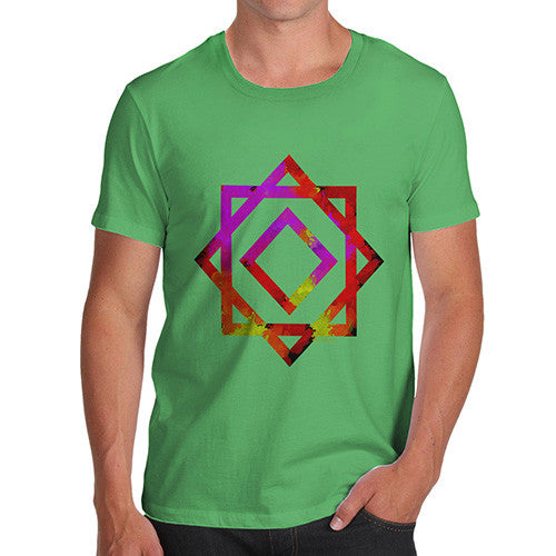Men's Geometric Paint Splattered Squares T-Shirt