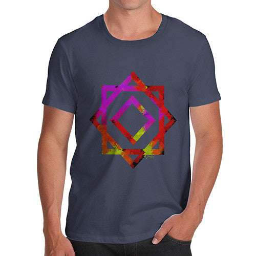 Men's Geometric Paint Splattered Squares T-Shirt