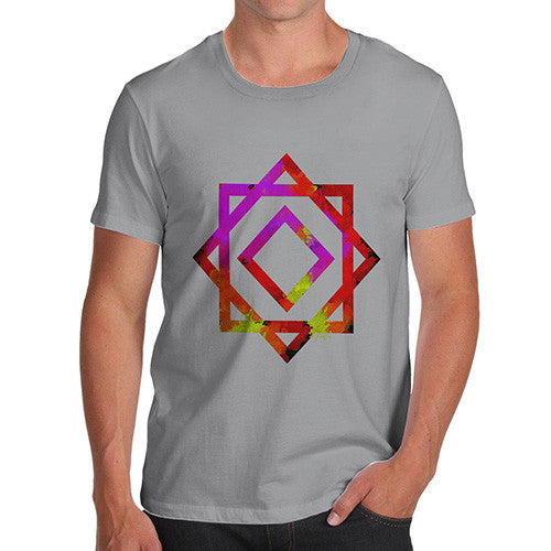 Men's Geometric Paint Splattered Squares T-Shirt