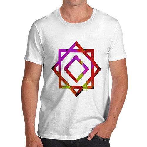 Men's Geometric Paint Splattered Squares T-Shirt