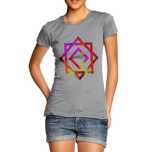 Women's Geometric Paint Splattered Squares T-Shirt