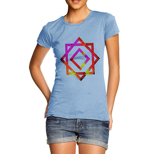 Women's Geometric Paint Splattered Squares T-Shirt