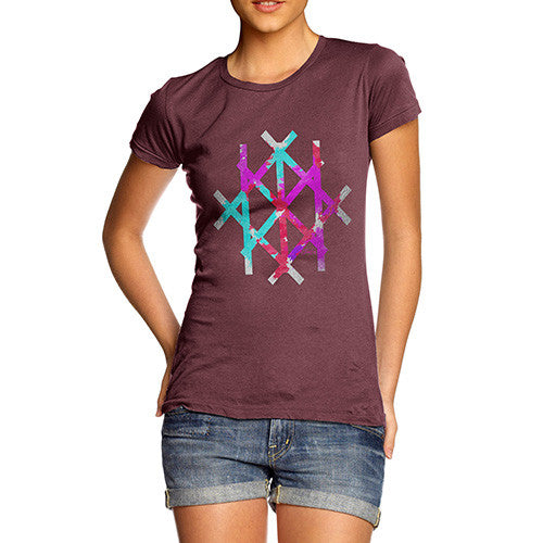 Women's Geometric Colourful Foil Lines T-Shirt