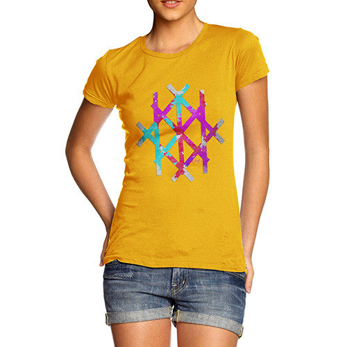 Women's Geometric Colourful Foil Lines T-Shirt