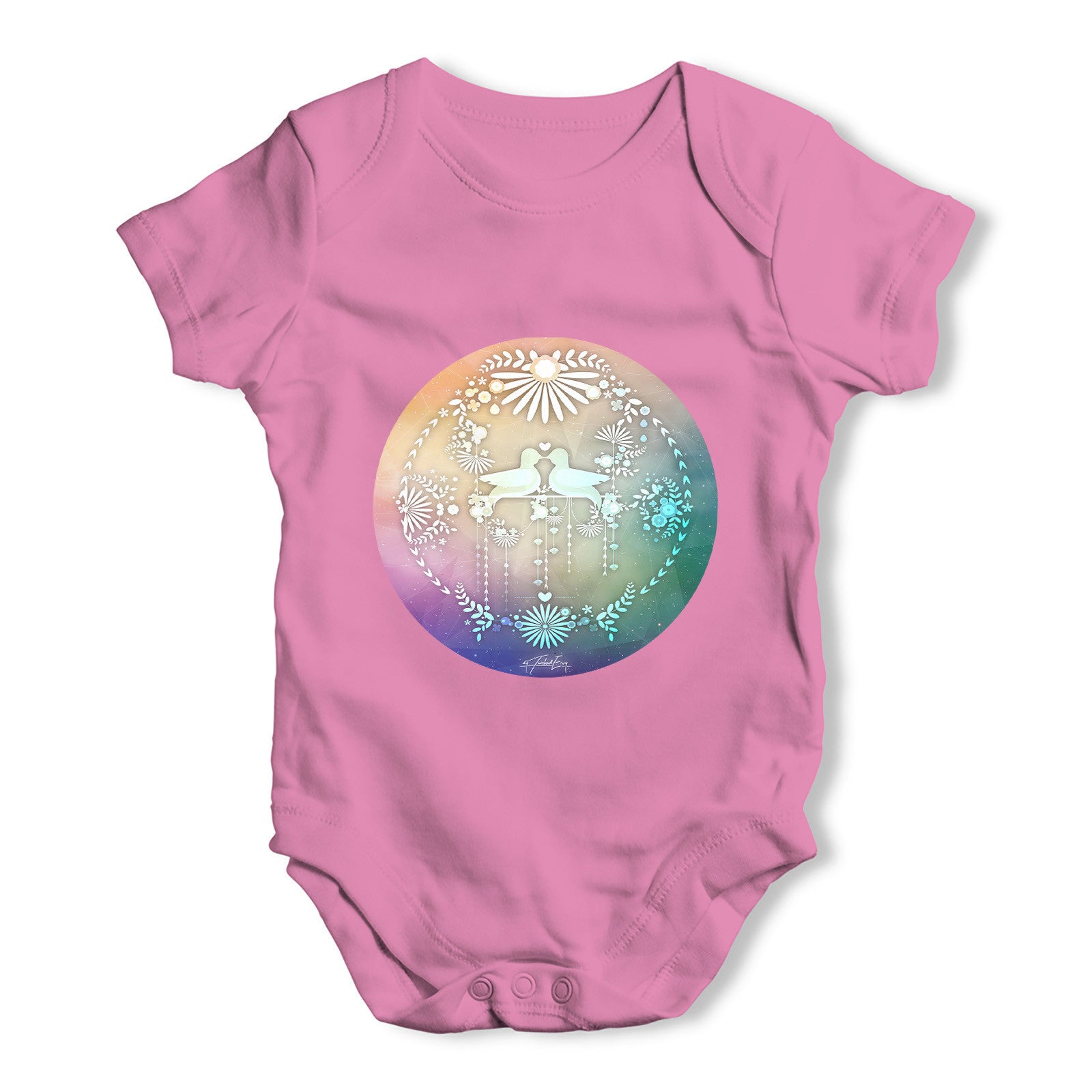 Decorative Doves In Love Baby Grow Bodysuit