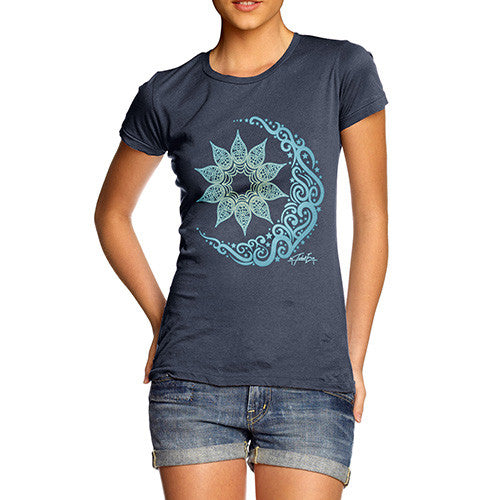 Women's Decorative Blue Mandala T-Shirt