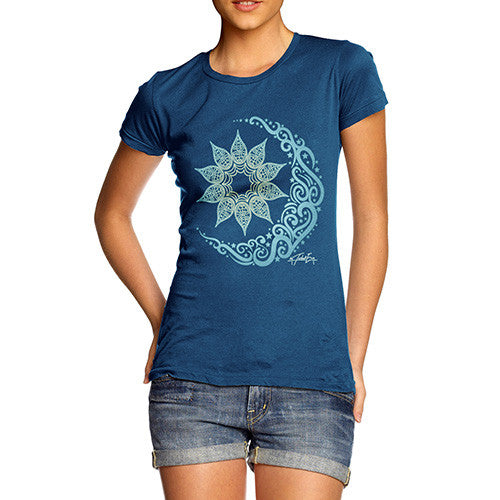 Women's Decorative Blue Mandala T-Shirt