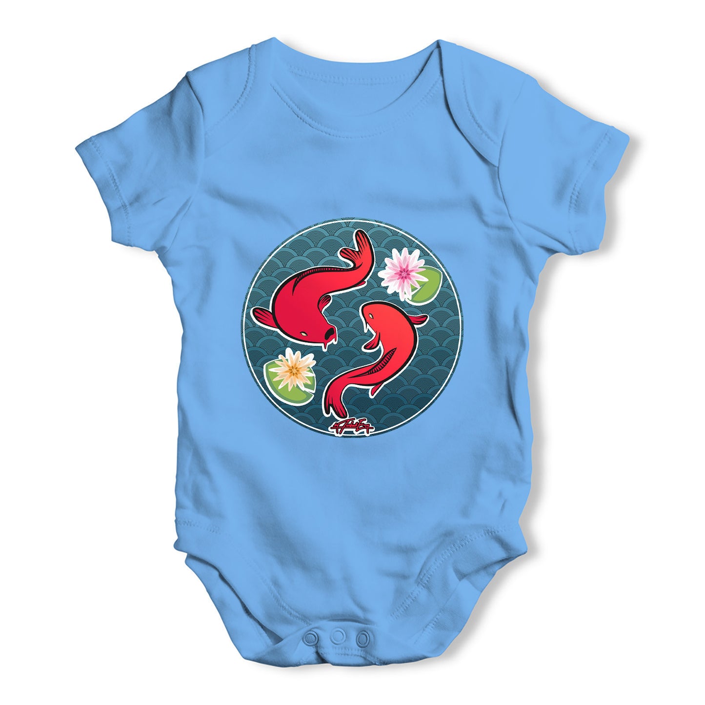 Decorative Red Fish Baby Grow Bodysuit