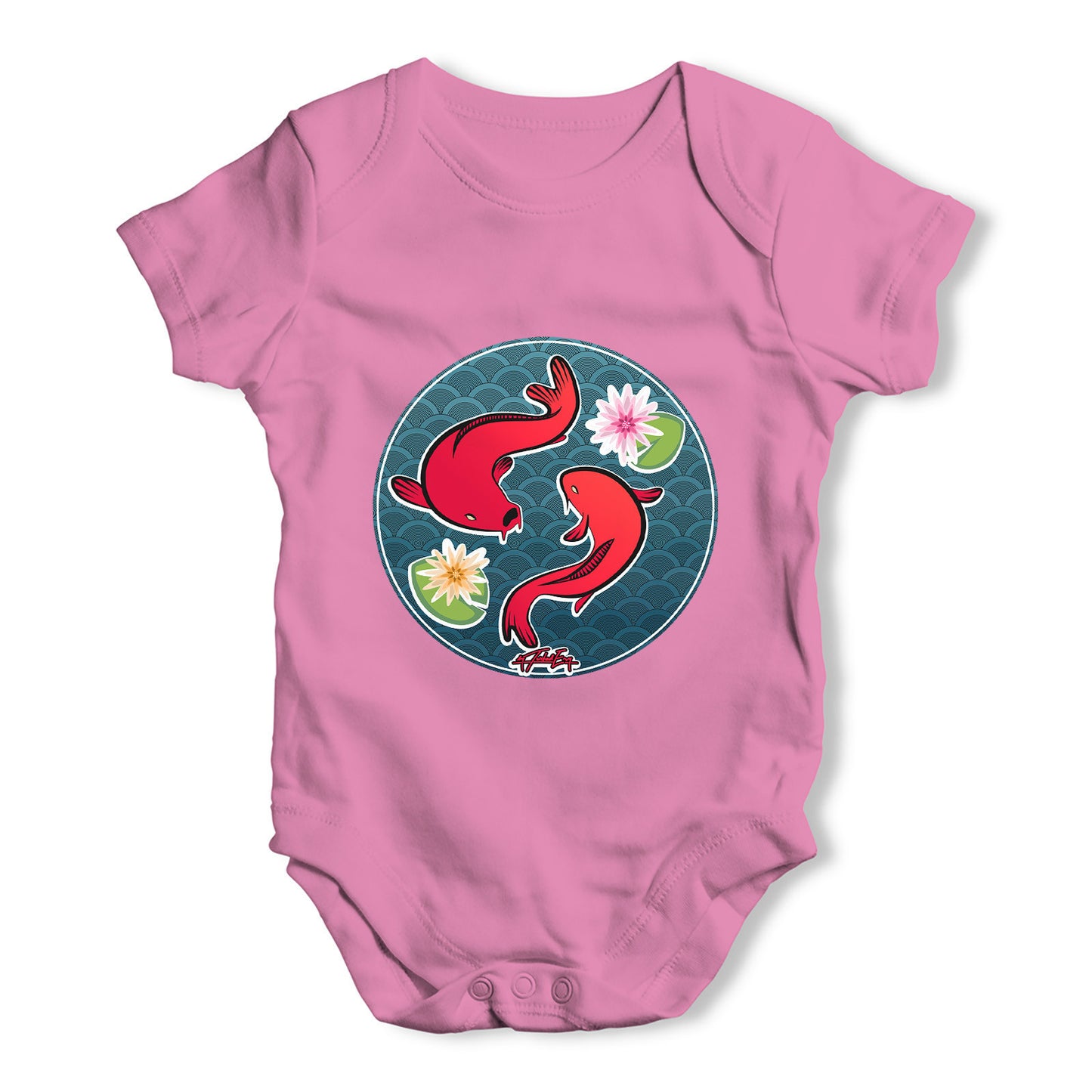 Decorative Red Fish Baby Grow Bodysuit