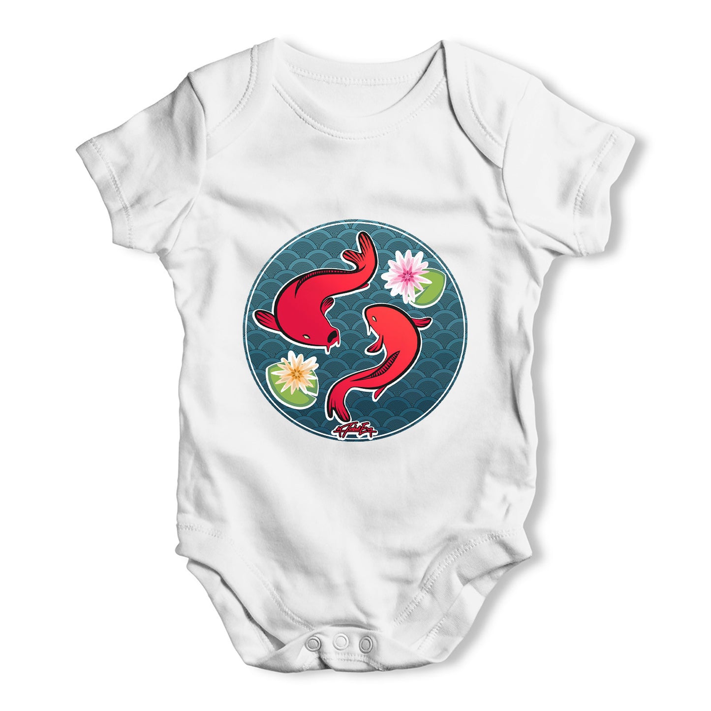 Decorative Red Fish Baby Grow Bodysuit