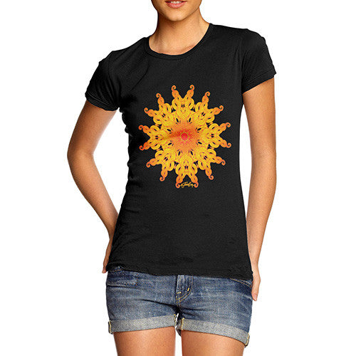 Women's Decorative Patterned Sun T-Shirt