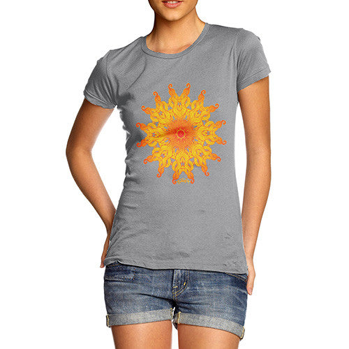 Women's Decorative Patterned Sun T-Shirt