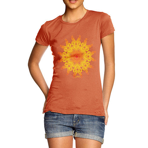 Women's Decorative Patterned Sun T-Shirt