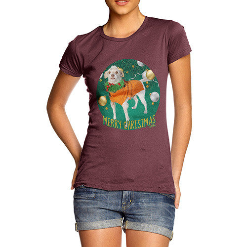 Women's Merry Christmas Dog Bauble T-Shirt