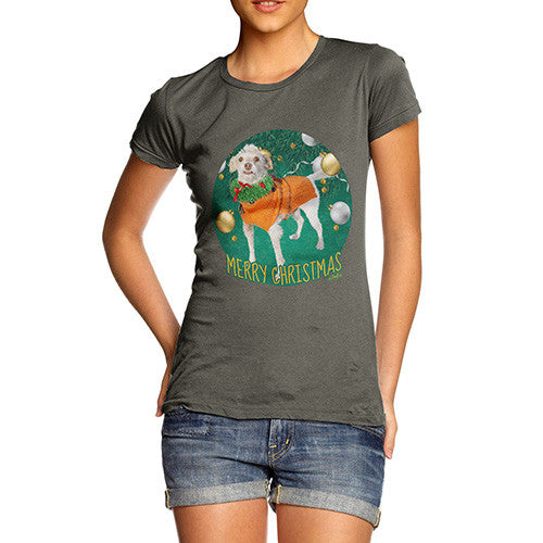 Women's Merry Christmas Dog Bauble T-Shirt