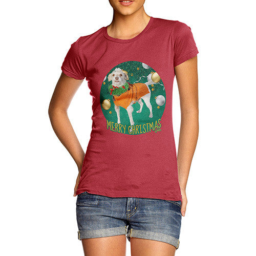 Women's Merry Christmas Dog Bauble T-Shirt