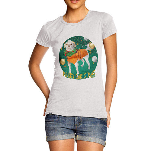 Women's Merry Christmas Dog Bauble T-Shirt