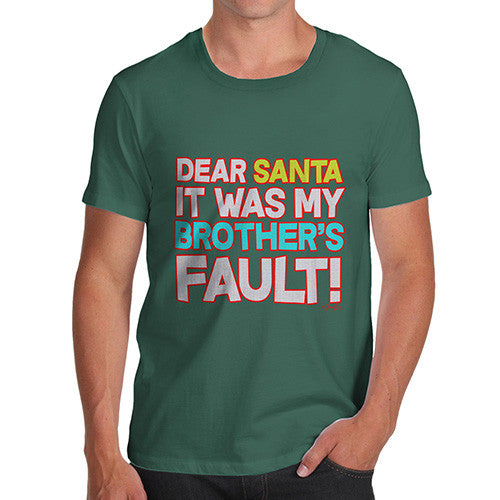 Men's Santa It Was My Brother's Fault! Cotton T-Shirt